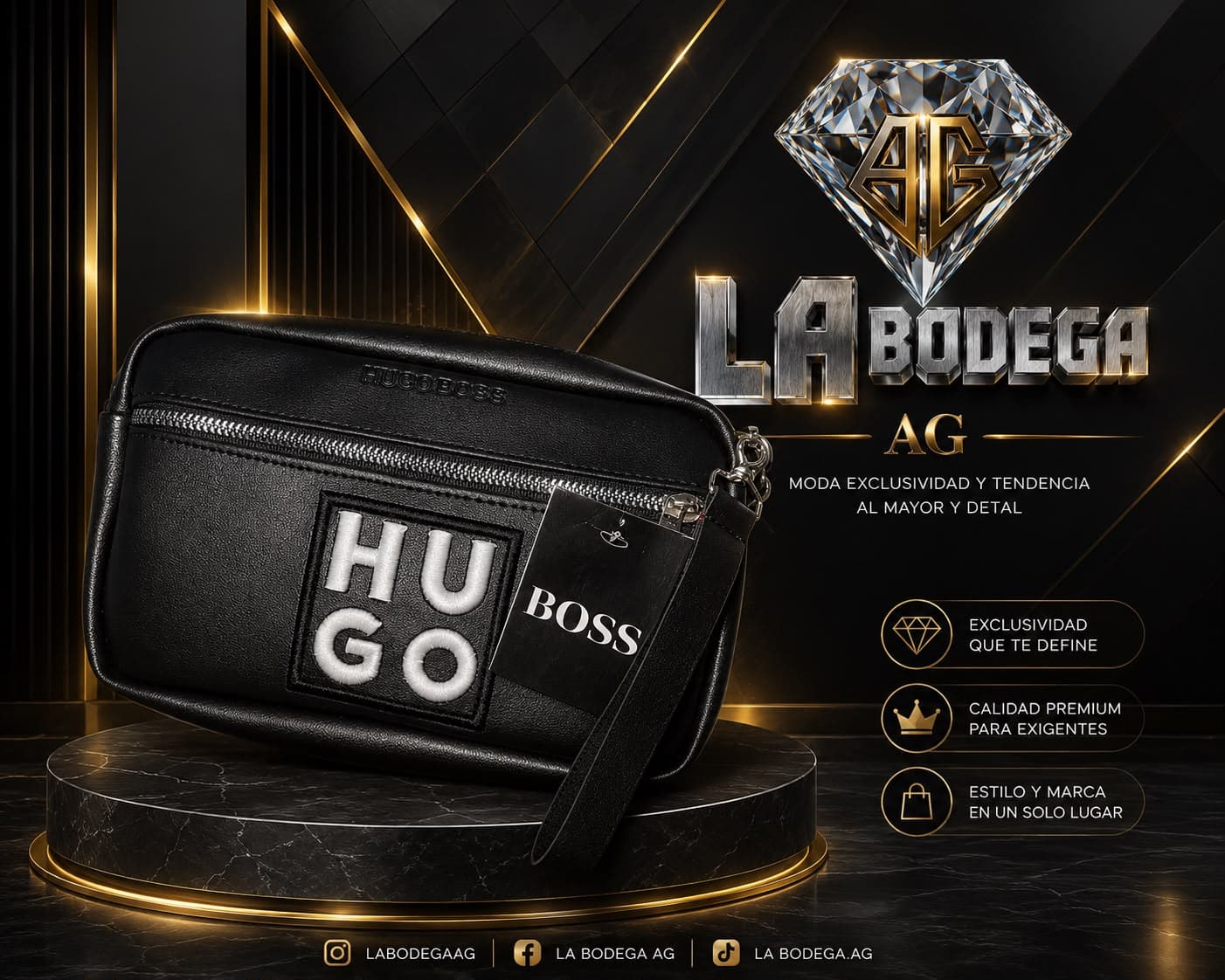 Bolso Bandolera Negro Hugo Boss