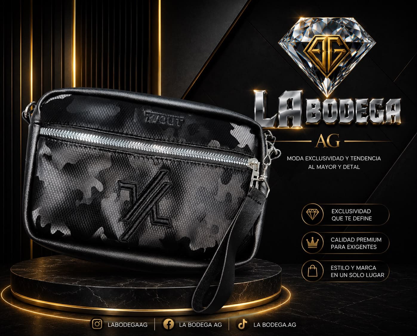 Bolso Bandolera Camuflado Negro